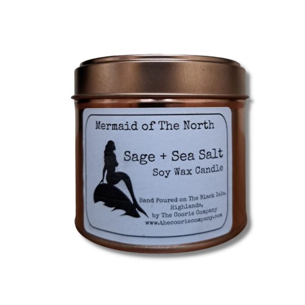 Mermaid of the North Big Candle Tin Sage & Sea Salt