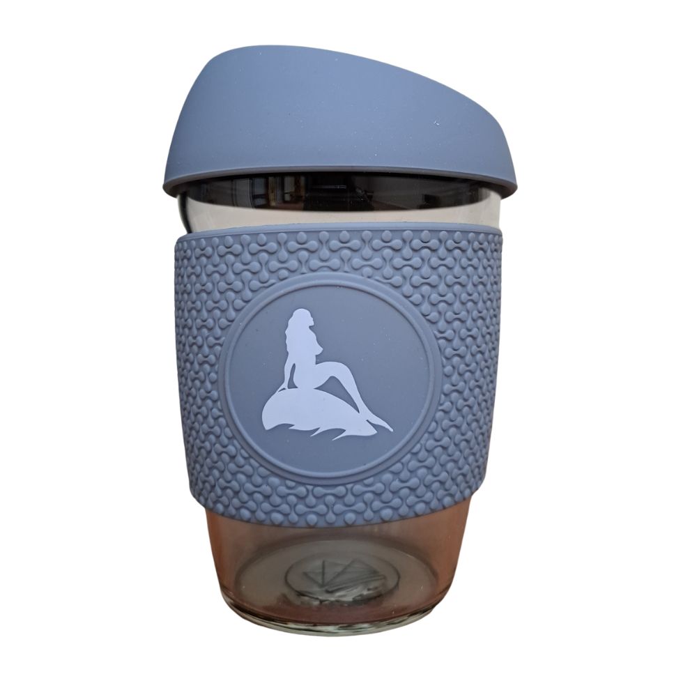 Mermaid of the North Reusable Glass Cup – Grey