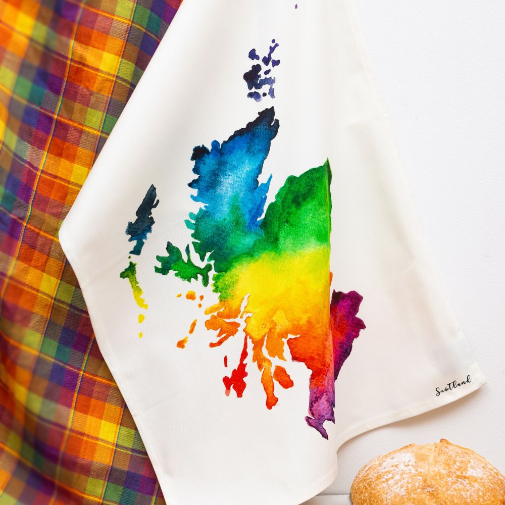 Tea Towel – Scotland Watercolour Map