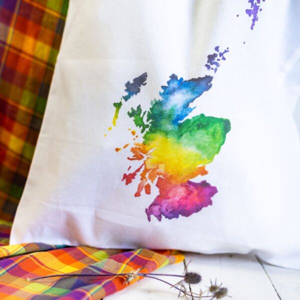 Sarah Leask Studio Watercolour Map of Scotland Cotton Tote Bag