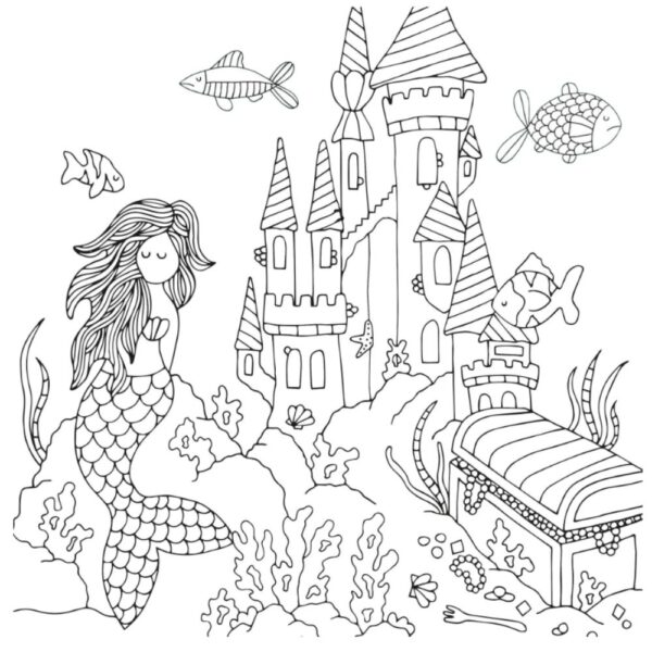 Delux Colouring Book Hand Illustrated Ocean Theme