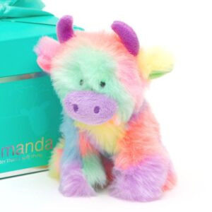 Mini Highland Cow Soft Toy Rainbow Colours