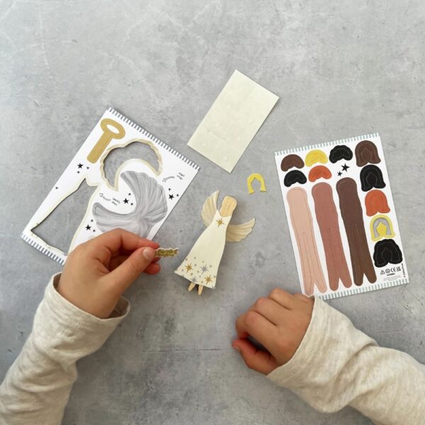 Craft kit contents - make your own christmas angel peg doll