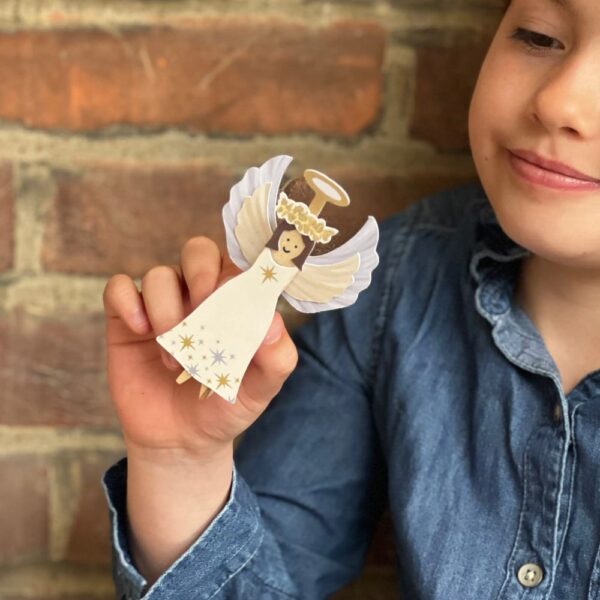 Kids craft kit for making an angel peg doll