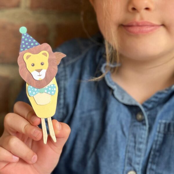 Craft kit to make a plastic-free lion peg doll perfect gift for young children